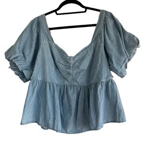 Old Navy Plus Size Denim Look Blouse NWOT
